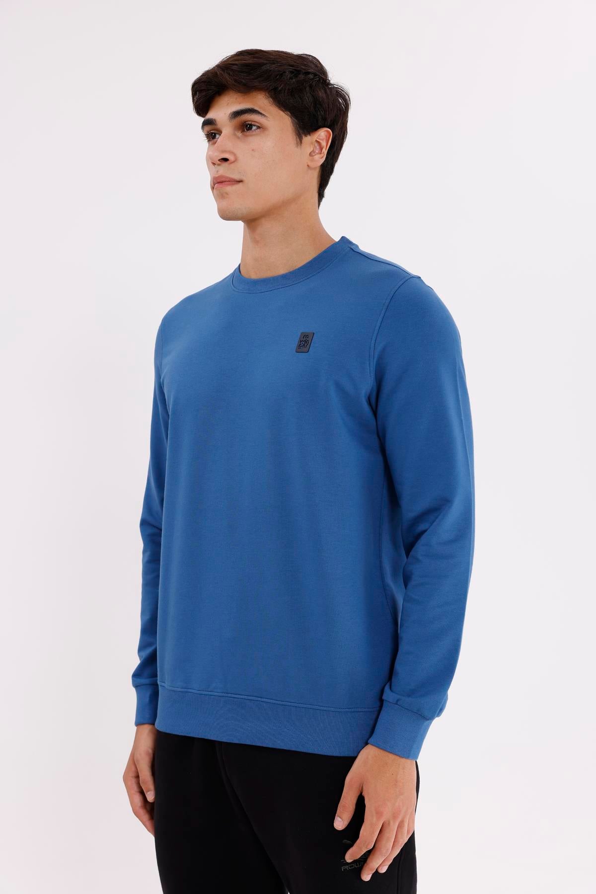 Minimal Logolu Bisiklet Yaka Ribana Manşetli Rahat Kalıp Mevsimlik Sweatshirt