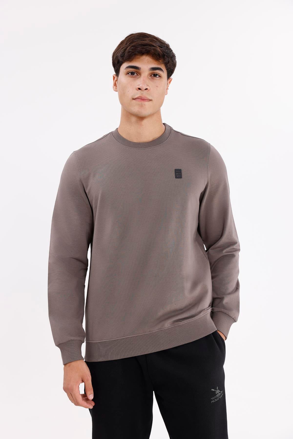 Minimal Logolu Bisiklet Yaka Ribana Manşetli Rahat Kalıp Mevsimlik Sweatshirt