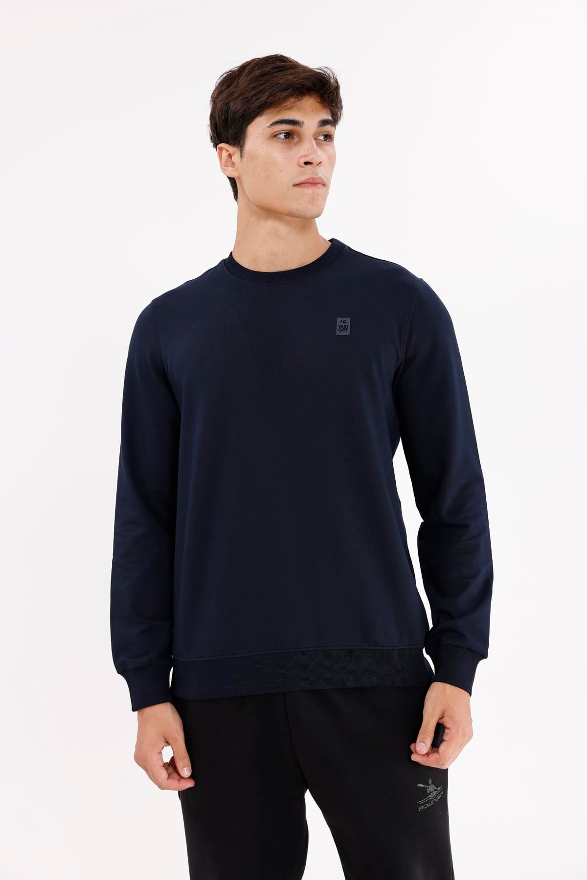 Minimal Logolu Bisiklet Yaka Ribana Manşetli Rahat Kalıp Mevsimlik Sweatshirt