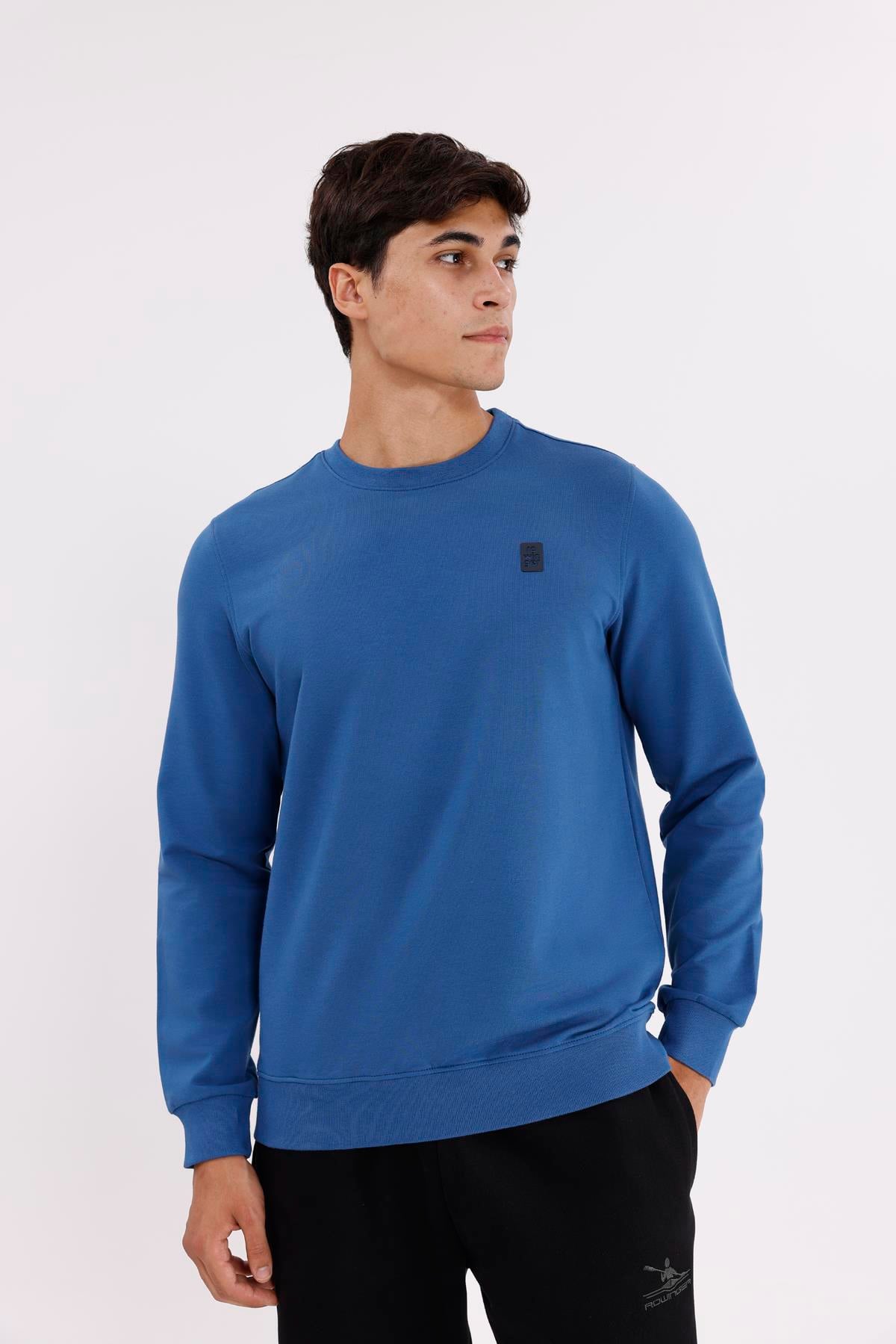Minimal Logolu Bisiklet Yaka Ribana Manşetli Rahat Kalıp Mevsimlik Sweatshirt