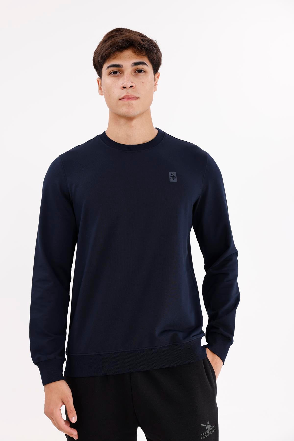 Minimal Logolu Bisiklet Yaka Ribana Manşetli Rahat Kalıp Mevsimlik Sweatshirt