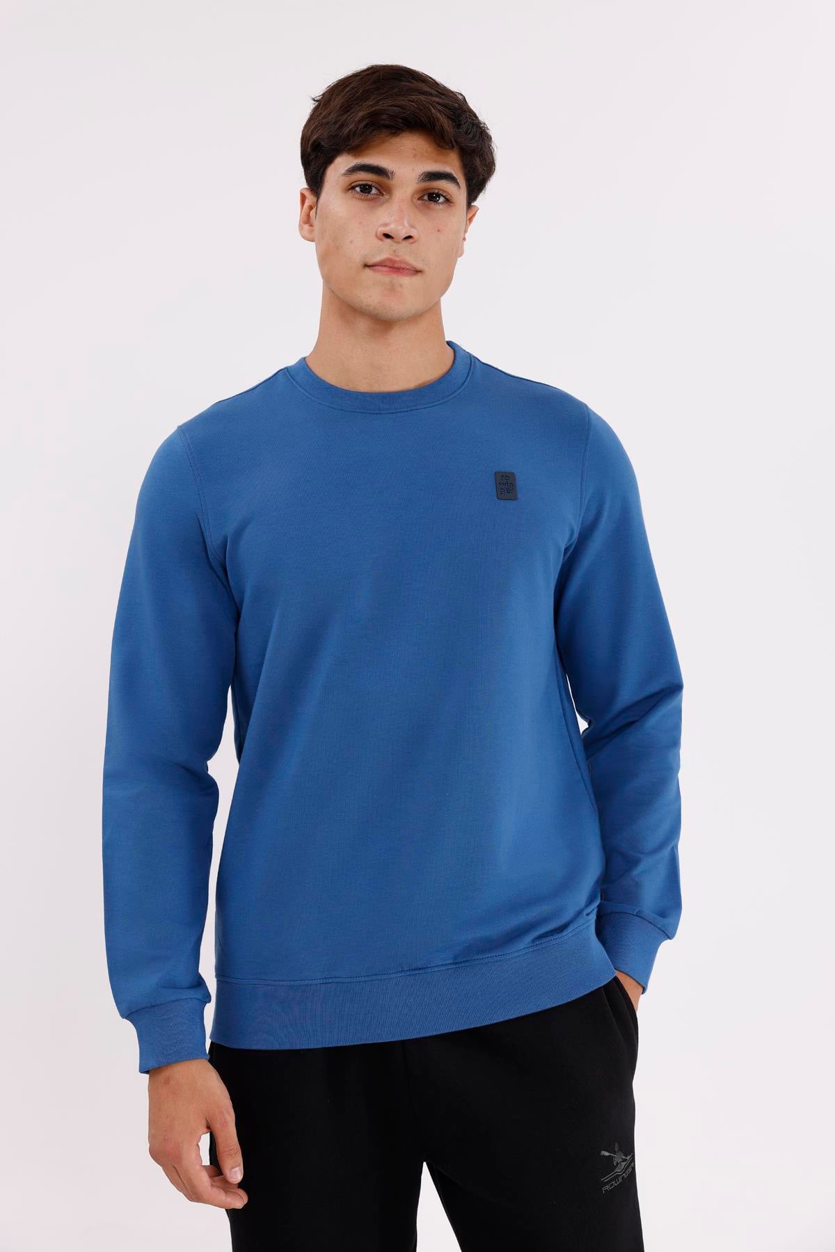 Minimal Logolu Bisiklet Yaka Ribana Manşetli Rahat Kalıp Mevsimlik Sweatshirt