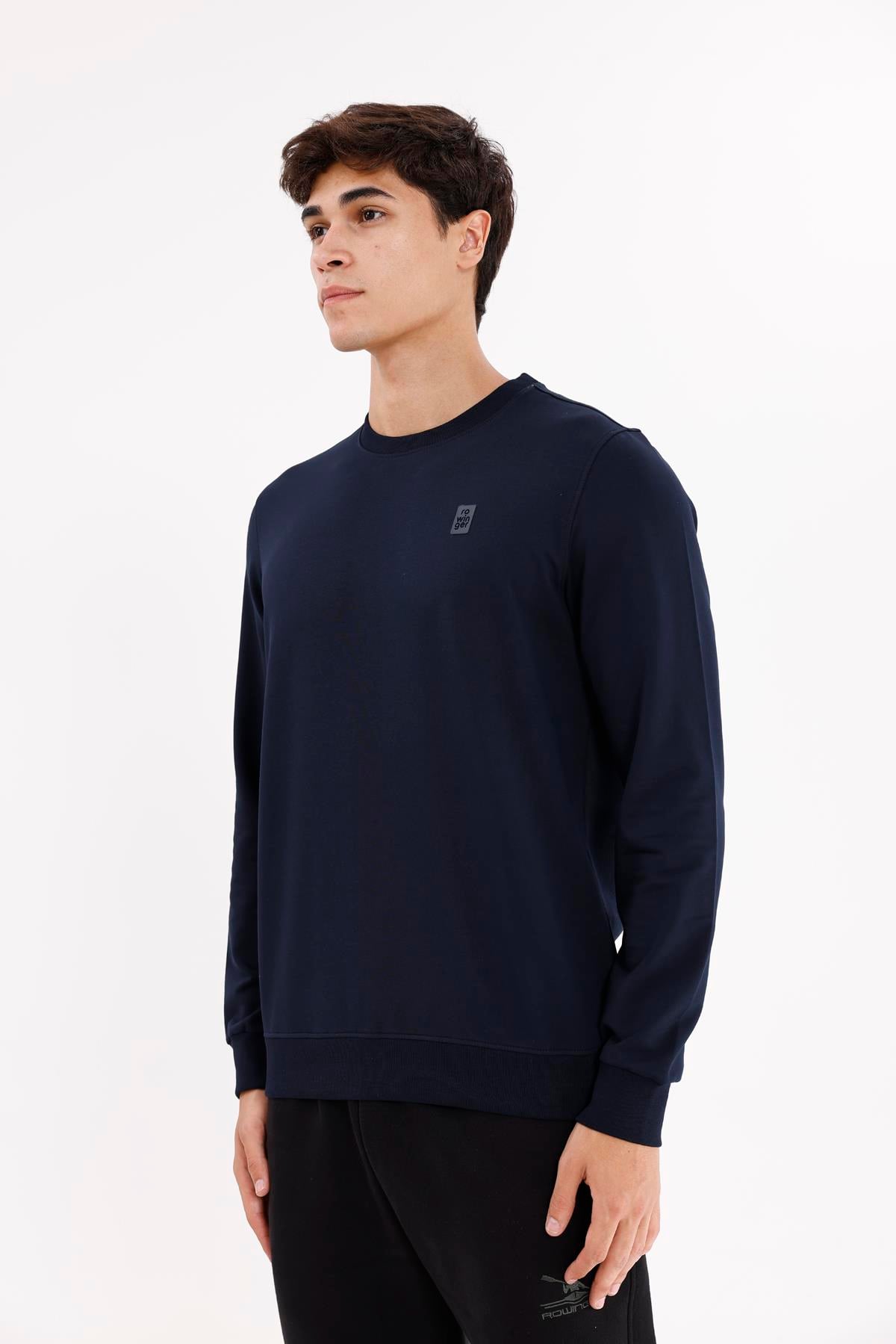 Minimal Logolu Bisiklet Yaka Ribana Manşetli Rahat Kalıp Mevsimlik Sweatshirt
