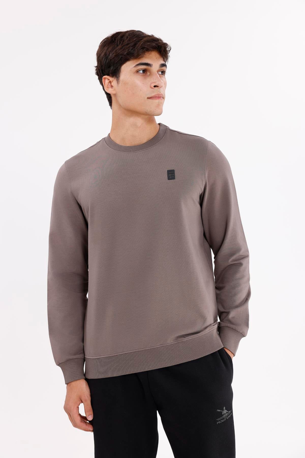 Minimal Logolu Bisiklet Yaka Ribana Manşetli Rahat Kalıp Mevsimlik Sweatshirt