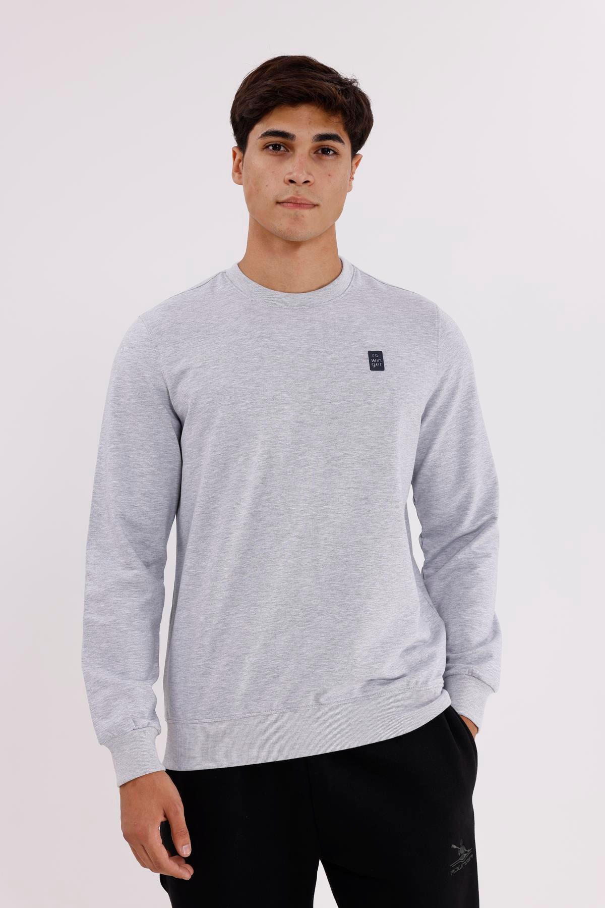 Minimal Logolu Bisiklet Yaka Ribana Manşetli Rahat Kalıp Mevsimlik Sweatshirt