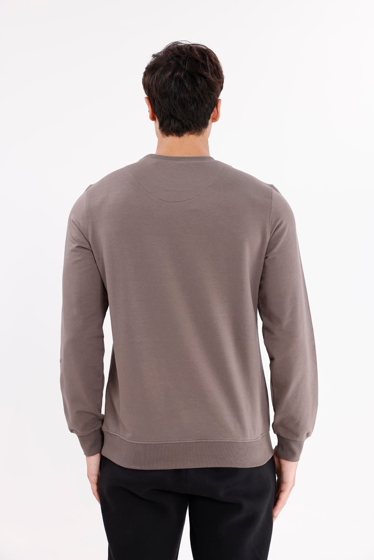 Minimal Logolu Bisiklet Yaka Ribana Manşetli Rahat Kalıp Mevsimlik Sweatshirt