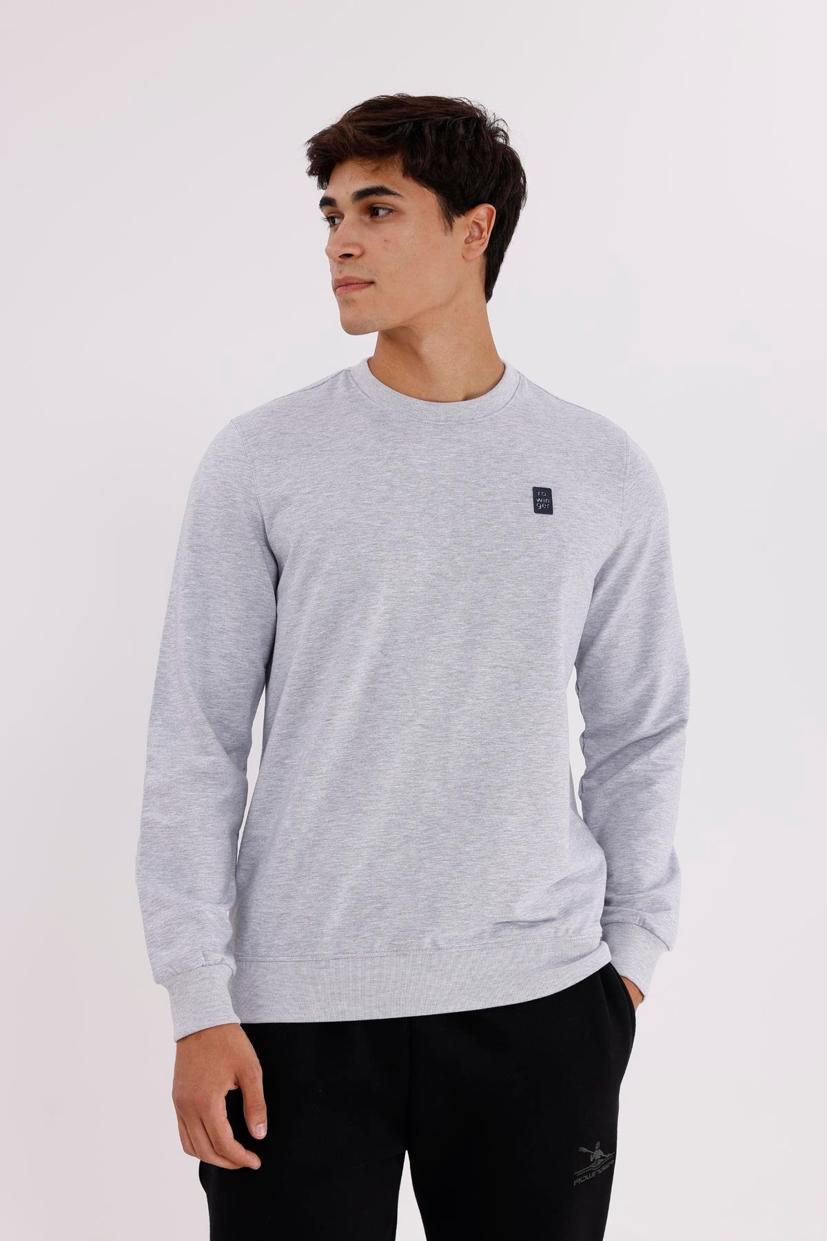 Minimal Logolu Bisiklet Yaka Ribana Manşetli Rahat Kalıp Mevsimlik Sweatshirt