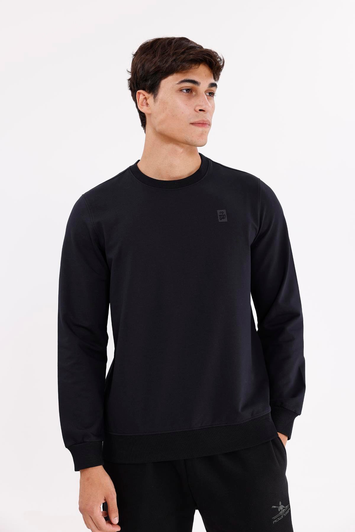 Minimal Logolu Bisiklet Yaka Ribana Manşetli Rahat Kalıp Mevsimlik Sweatshirt