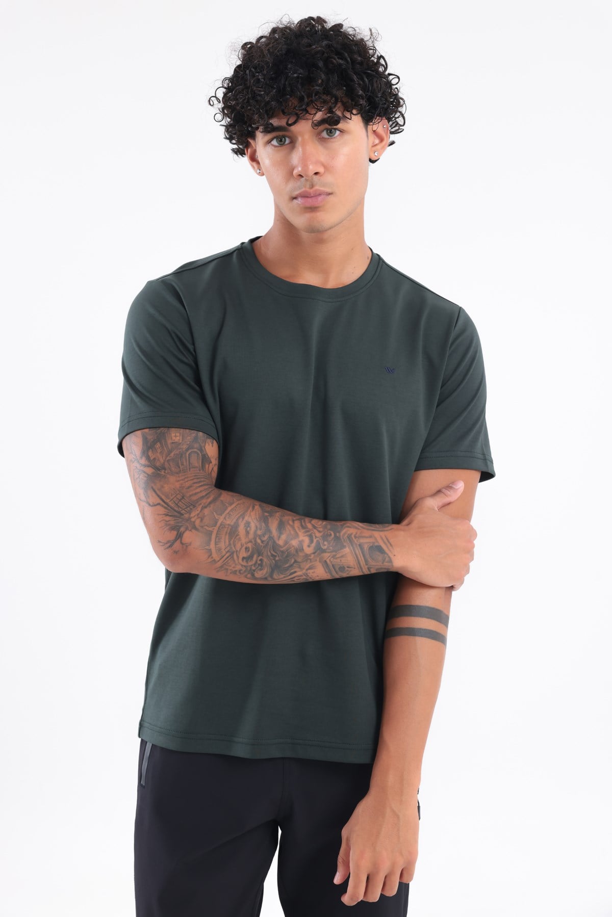 Modal İnterlock Kumaş Minimal Logolu Bisiklet Yaka Erkek Spor T-Shirt