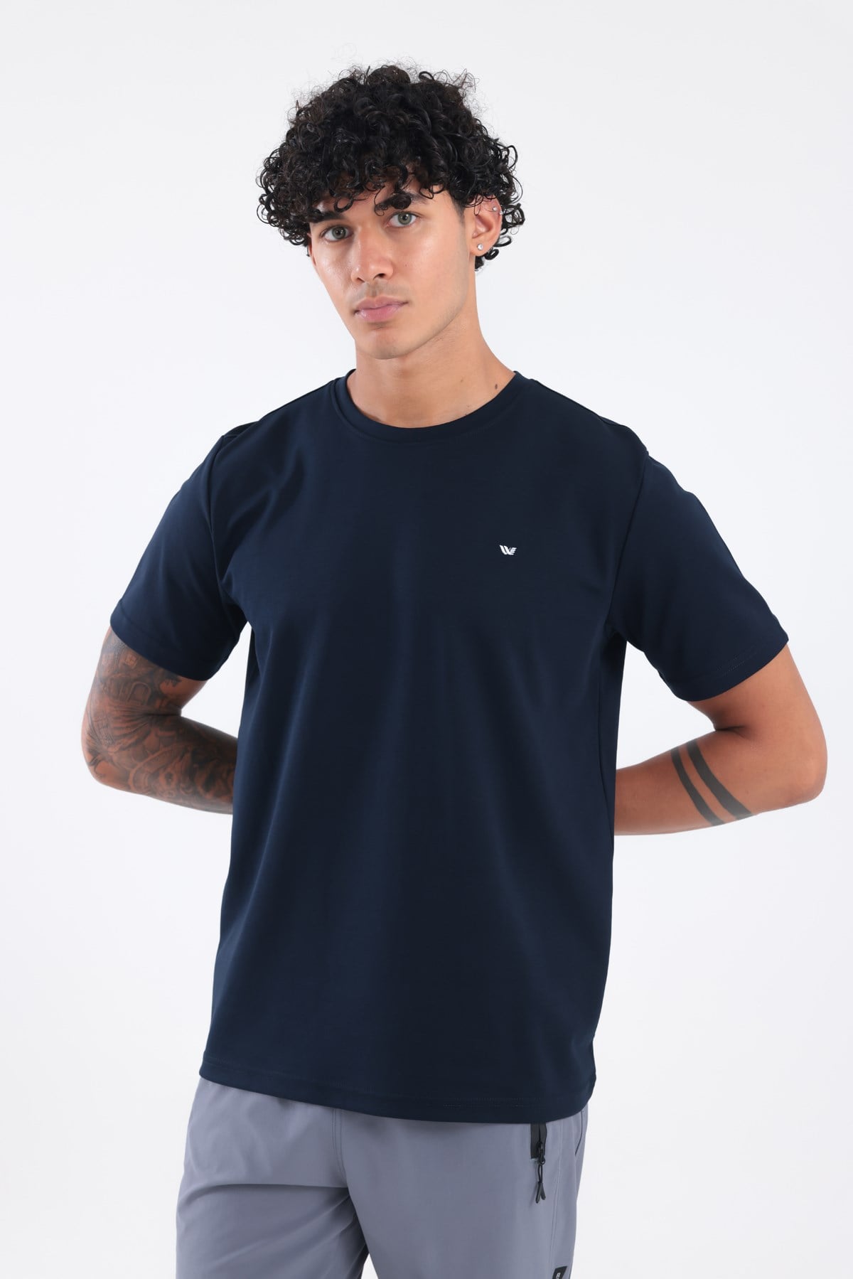 Modal İnterlock Kumaş Minimal Logolu Bisiklet Yaka Erkek Spor T-Shirt