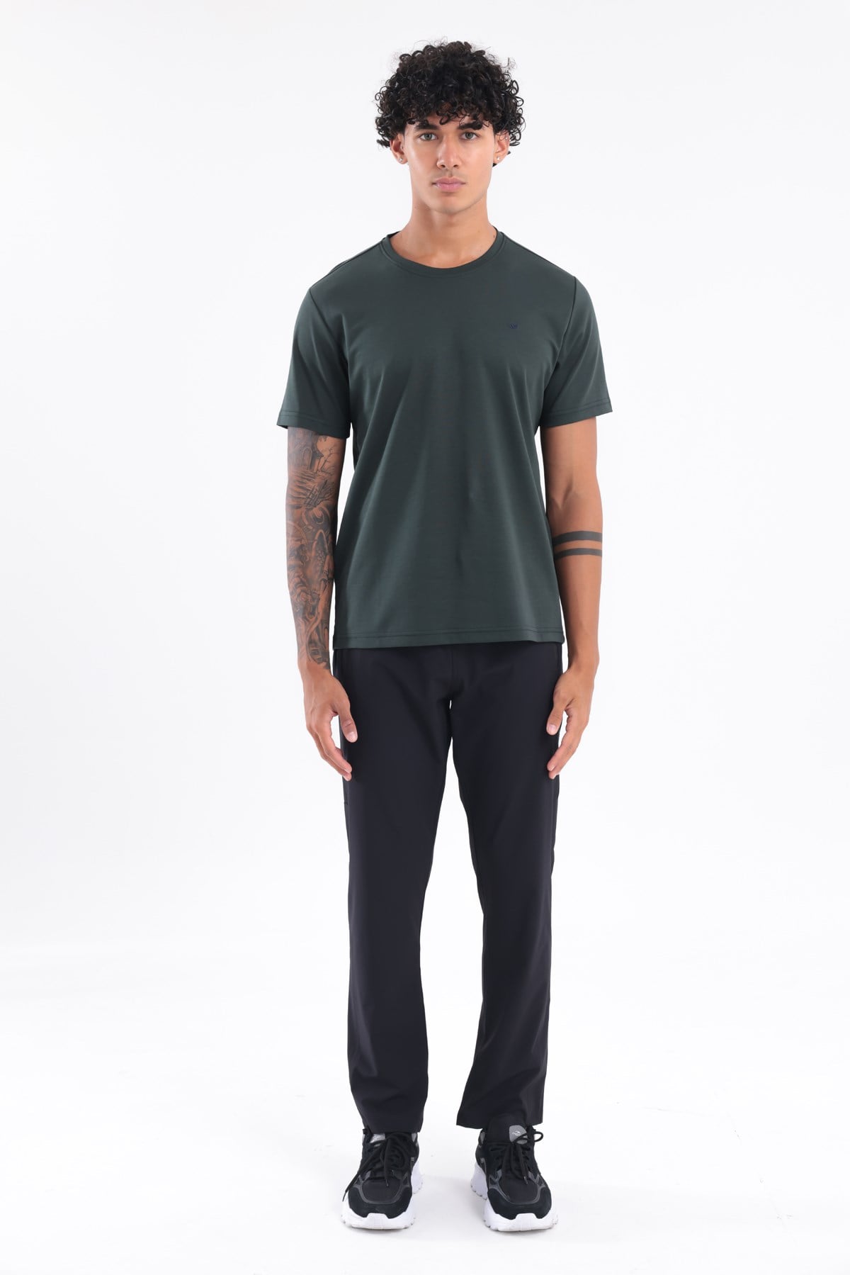 Modal İnterlock Kumaş Minimal Logolu Bisiklet Yaka Erkek Spor T-Shirt