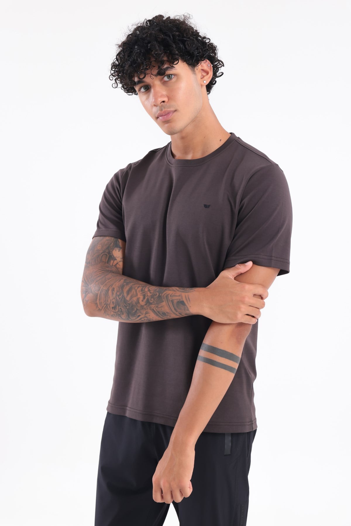 Modal İnterlock Kumaş Minimal Logolu Bisiklet Yaka Erkek Spor T-Shirt