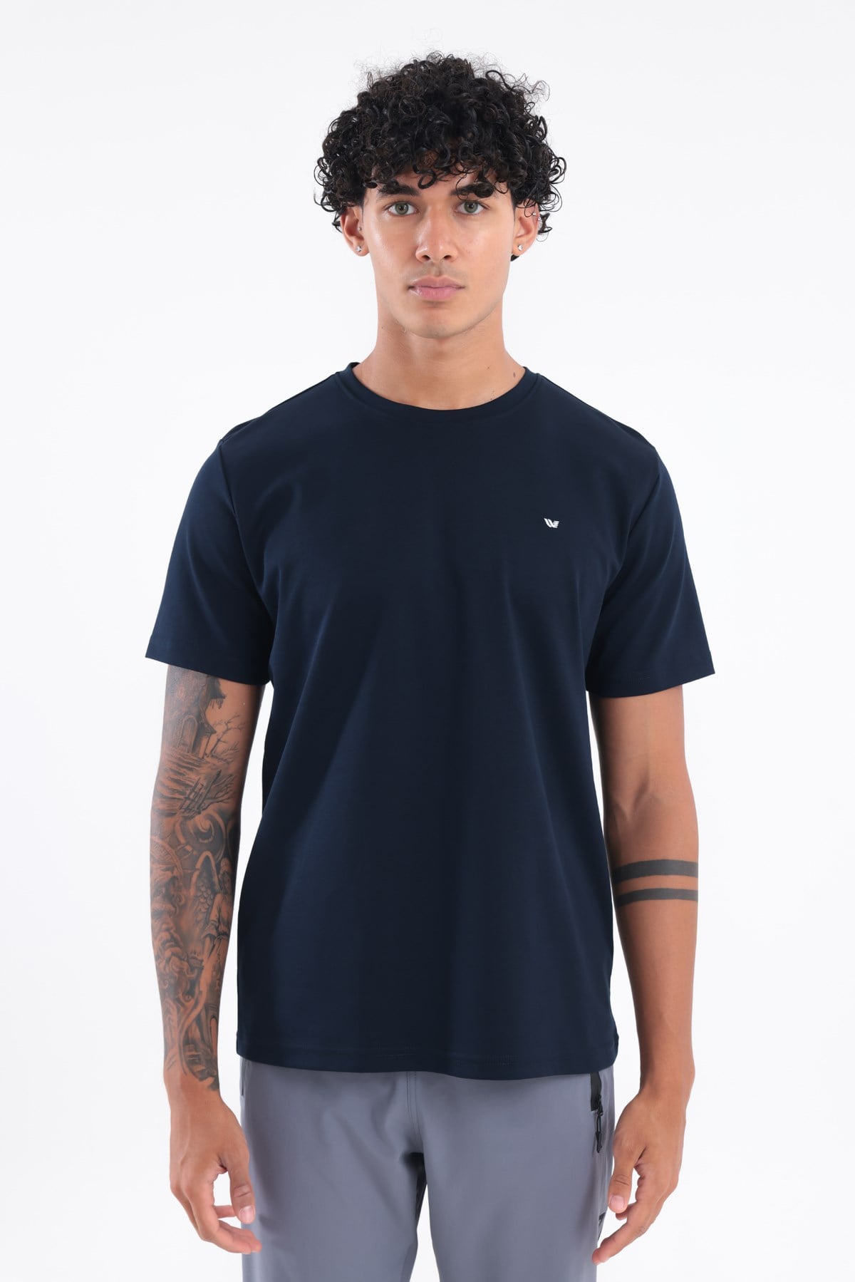 Modal İnterlock Kumaş Minimal Logolu Bisiklet Yaka Erkek Spor T-Shirt