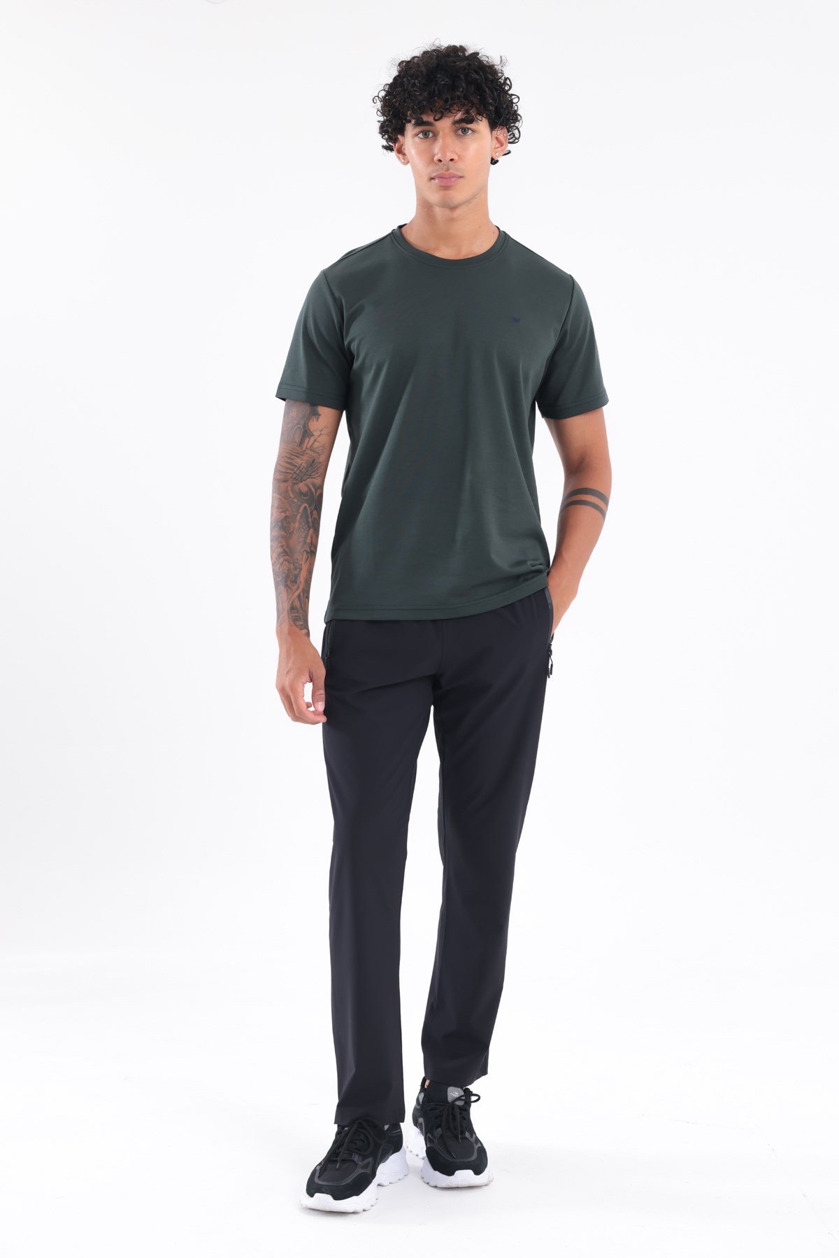 Modal İnterlock Kumaş Minimal Logolu Bisiklet Yaka Erkek Spor T-Shirt