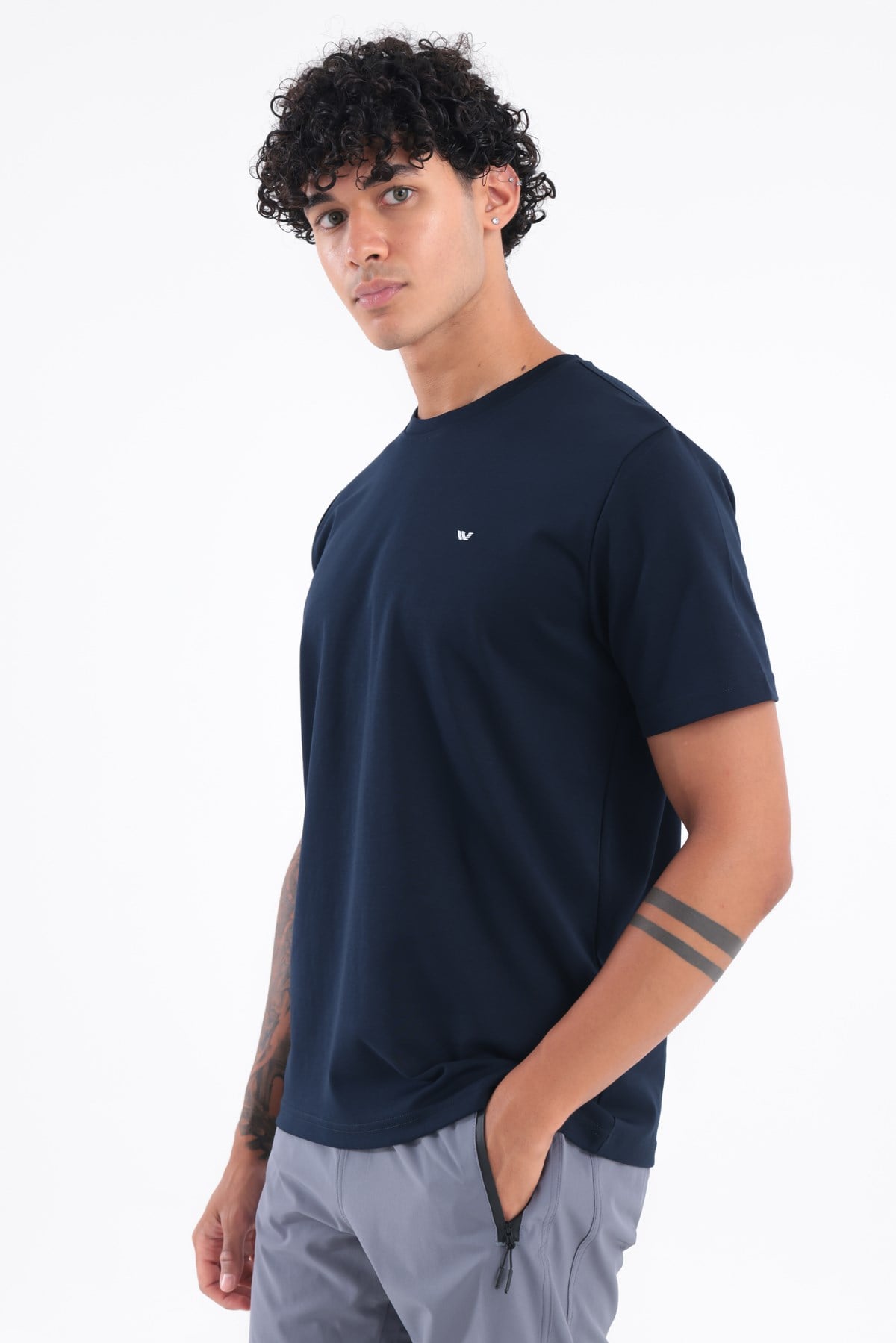 Modal İnterlock Kumaş Minimal Logolu Bisiklet Yaka Erkek Spor T-Shirt