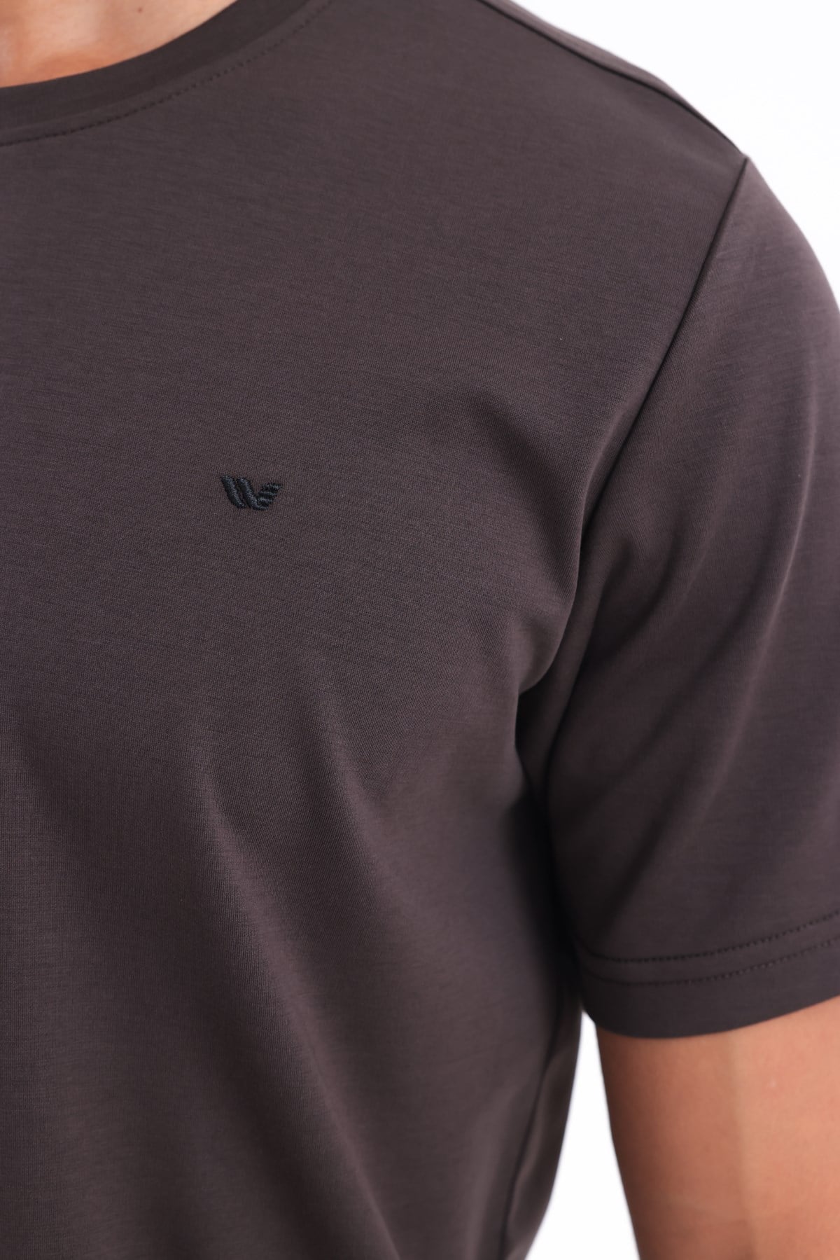 Modal İnterlock Kumaş Minimal Logolu Bisiklet Yaka Erkek Spor T-Shirt
