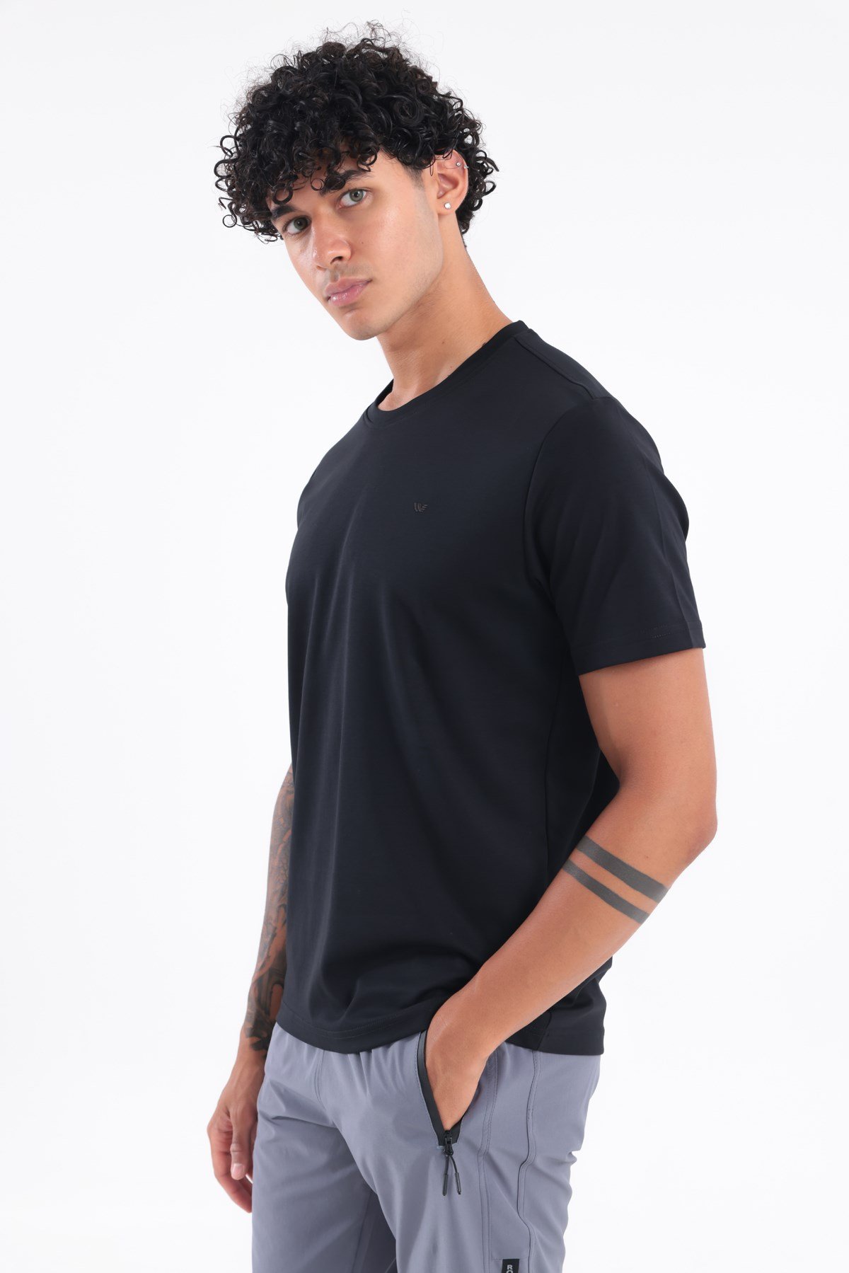 Modal İnterlock Kumaş Minimal Logolu Bisiklet Yaka Erkek Spor T-Shirt
