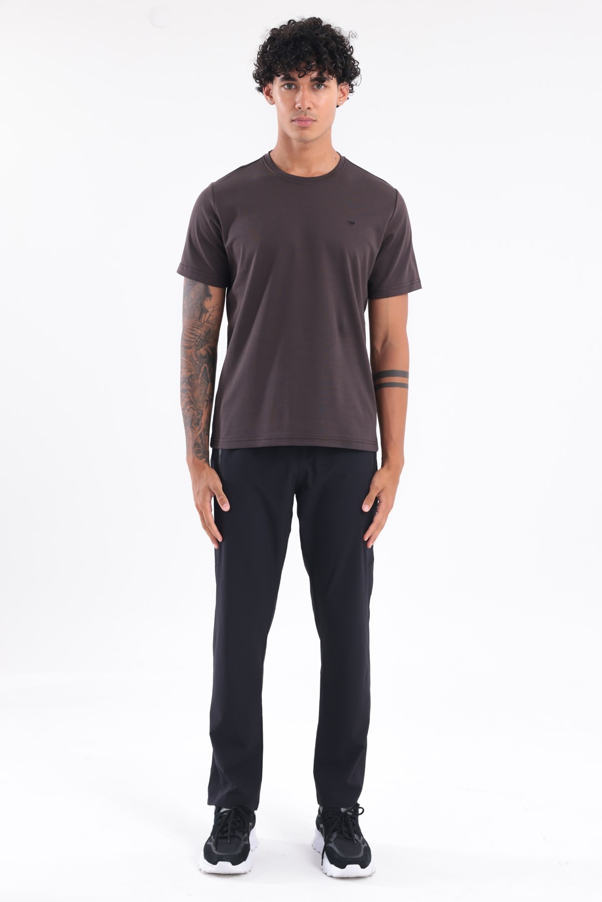 Modal İnterlock Kumaş Minimal Logolu Bisiklet Yaka Erkek Spor T-Shirt