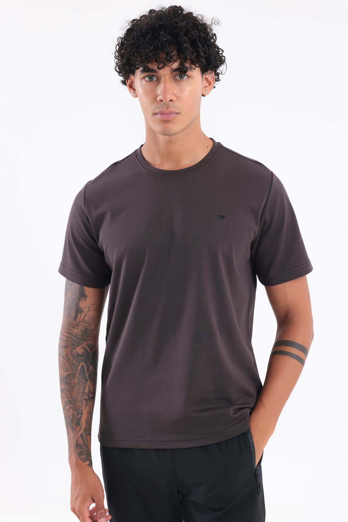 Modal İnterlock Kumaş Minimal Logolu Bisiklet Yaka Erkek Spor T-Shirt