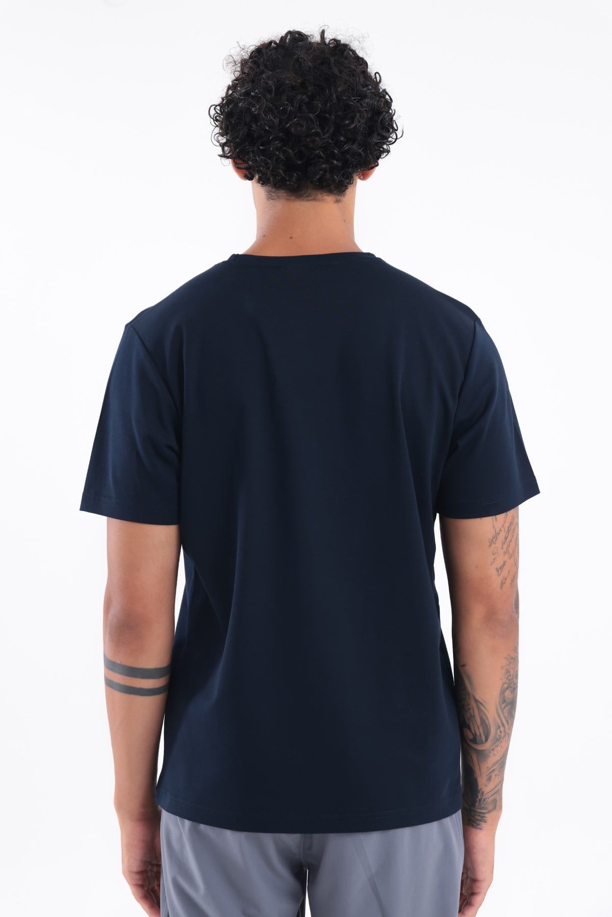 Modal İnterlock Kumaş Minimal Logolu Bisiklet Yaka Erkek Spor T-Shirt