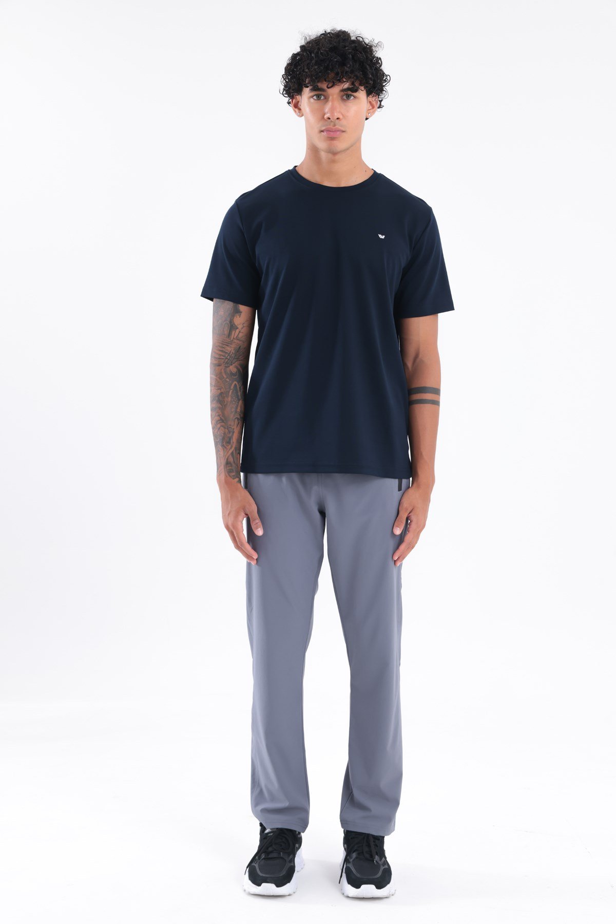 Modal İnterlock Kumaş Minimal Logolu Bisiklet Yaka Erkek Spor T-Shirt