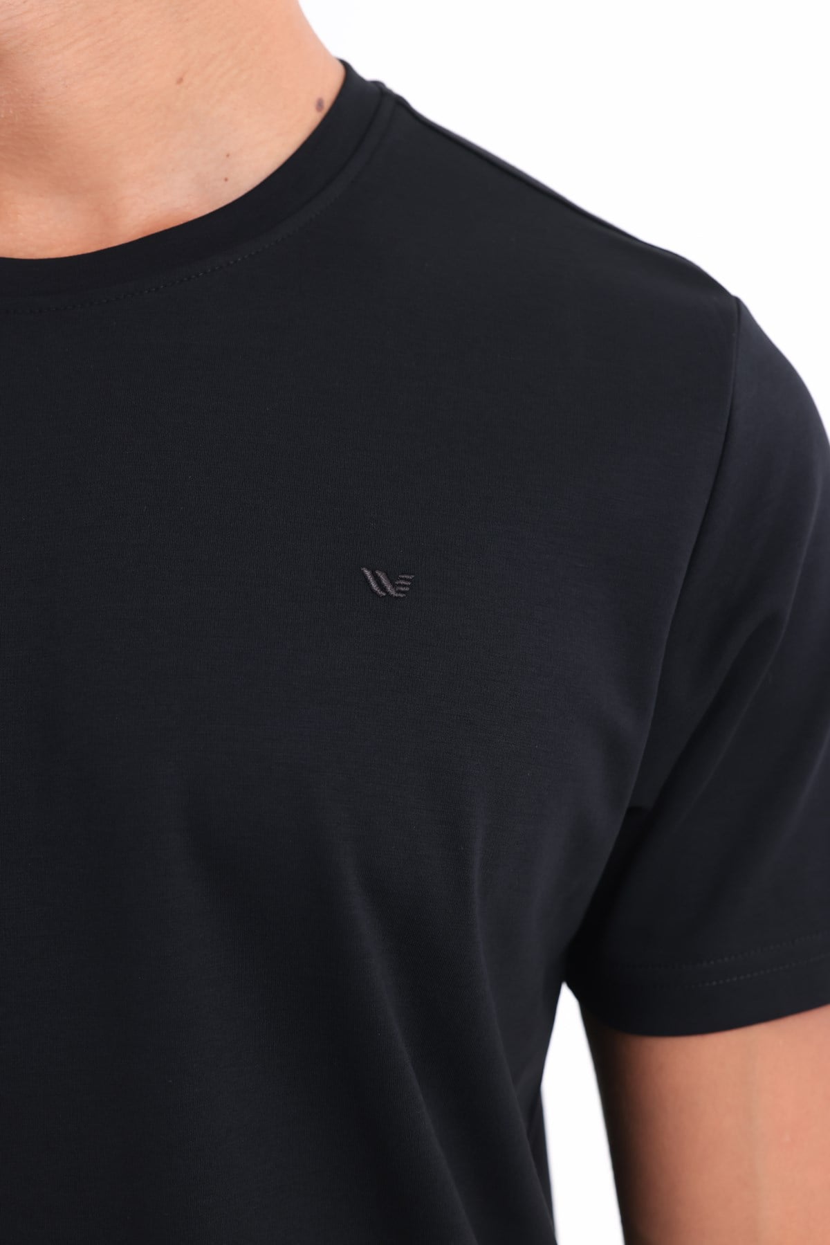Modal İnterlock Kumaş Minimal Logolu Bisiklet Yaka Erkek Spor T-Shirt