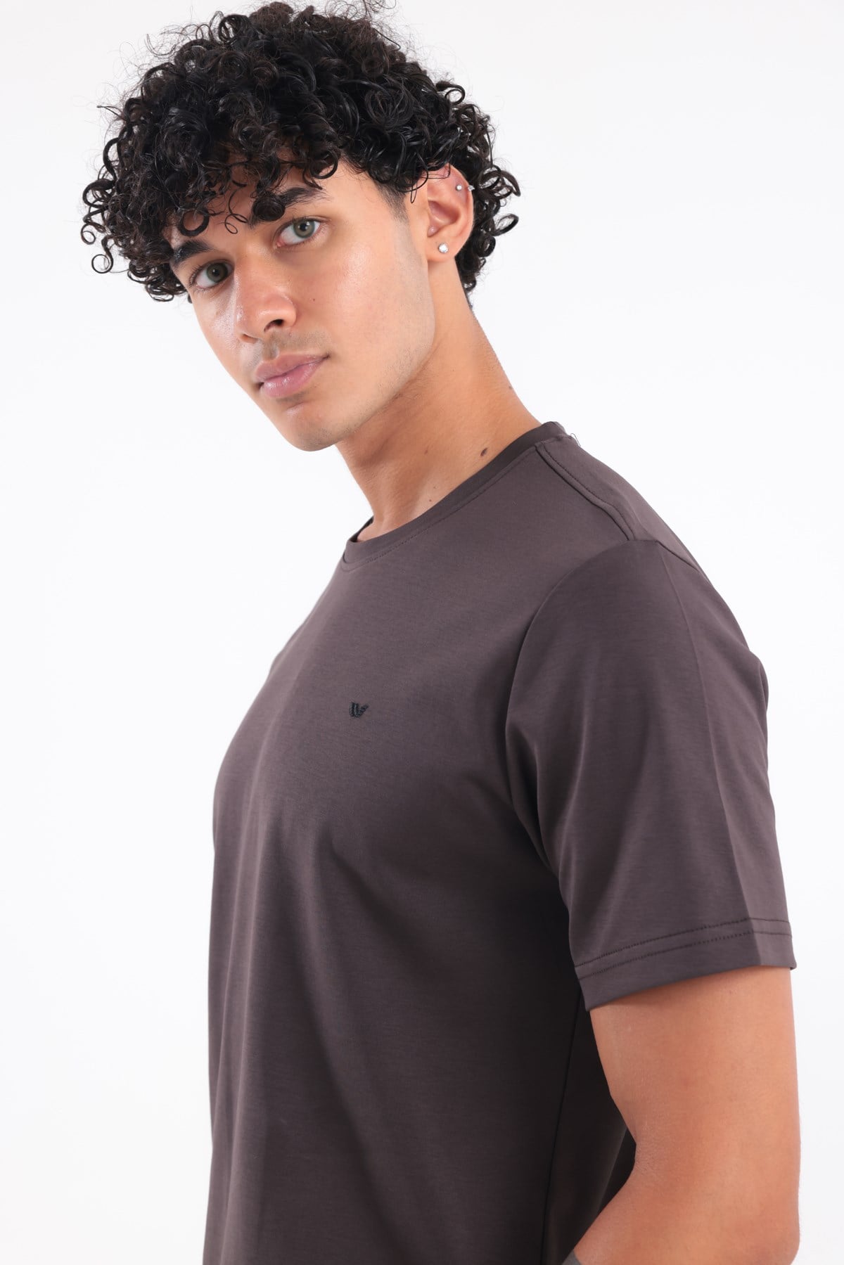 Modal İnterlock Kumaş Minimal Logolu Bisiklet Yaka Erkek Spor T-Shirt