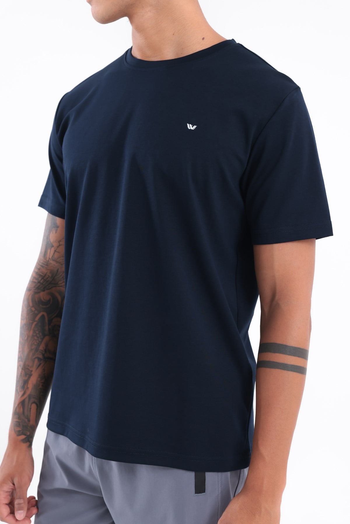 Modal İnterlock Kumaş Minimal Logolu Bisiklet Yaka Erkek Spor T-Shirt