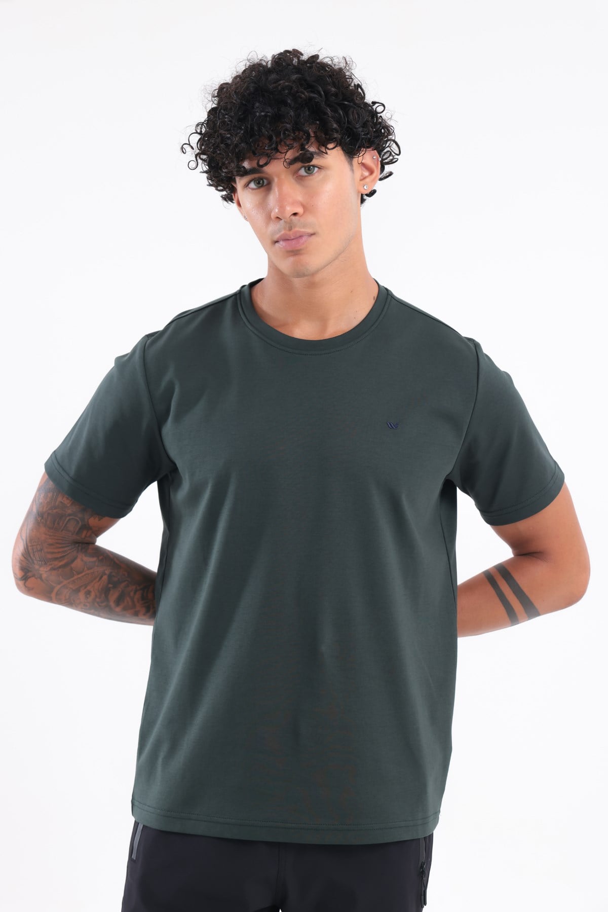 Modal İnterlock Kumaş Minimal Logolu Bisiklet Yaka Erkek Spor T-Shirt