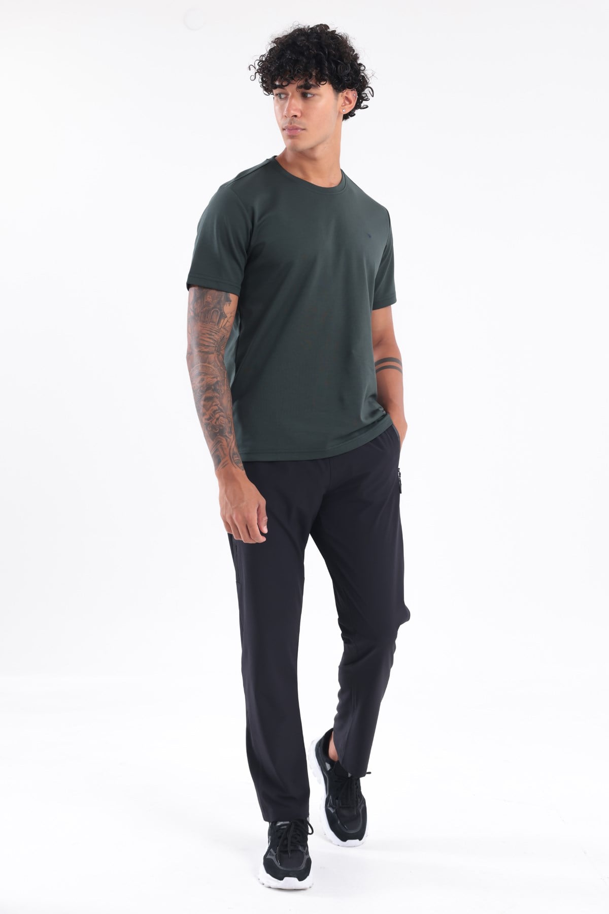 Modal İnterlock Kumaş Minimal Logolu Bisiklet Yaka Erkek Spor T-Shirt