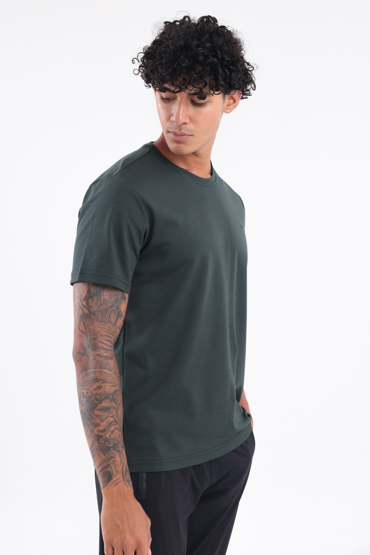 Modal İnterlock Kumaş Minimal Logolu Bisiklet Yaka Erkek Spor T-Shirt