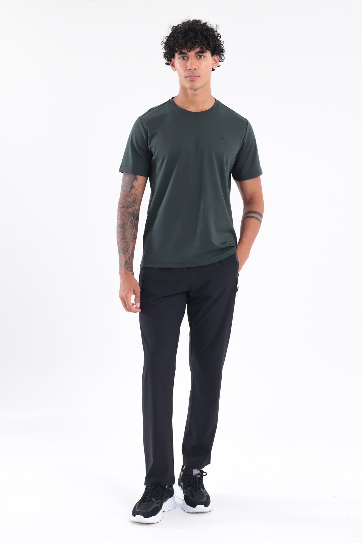 Modal İnterlock Kumaş Minimal Logolu Bisiklet Yaka Erkek Spor T-Shirt