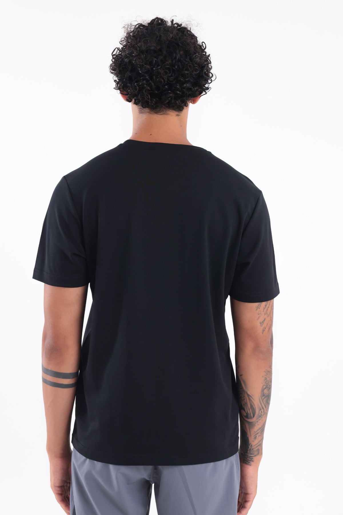Modal İnterlock Kumaş Minimal Logolu Bisiklet Yaka Erkek Spor T-Shirt