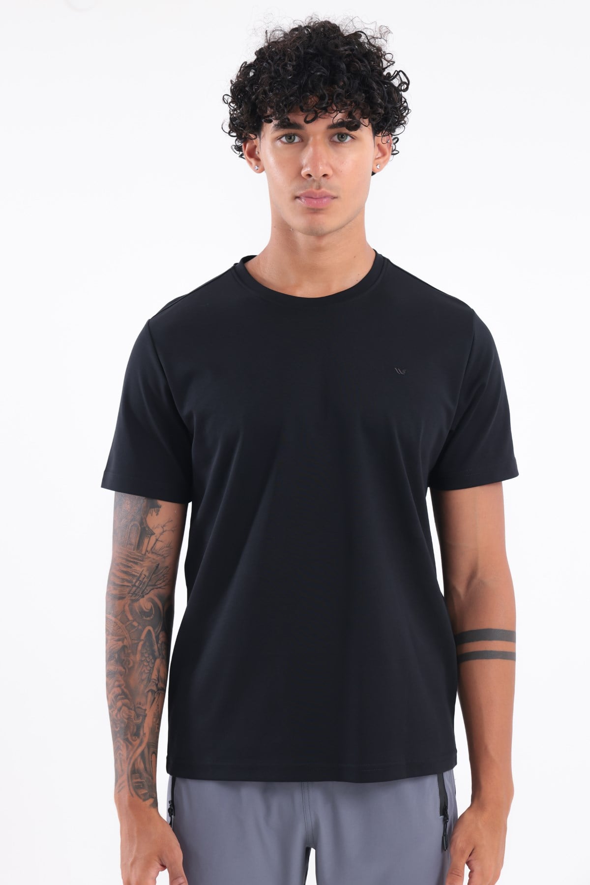 Modal İnterlock Kumaş Minimal Logolu Bisiklet Yaka Erkek Spor T-Shirt