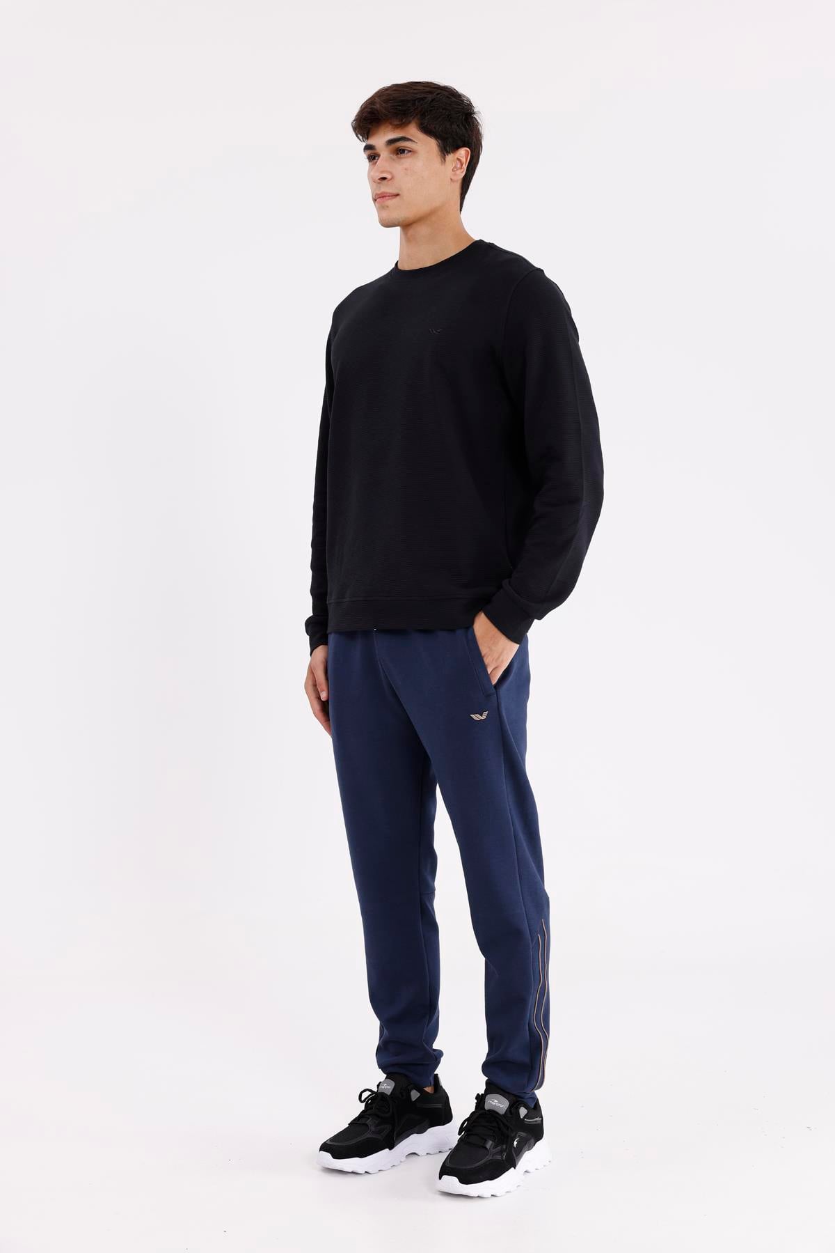 Modal Karışımlı Rahat Kalıp Kordonlu Elastik Bel Yan Cepli Reflektif Şerit Detaylı Ribana Paça Eşofman Altı
