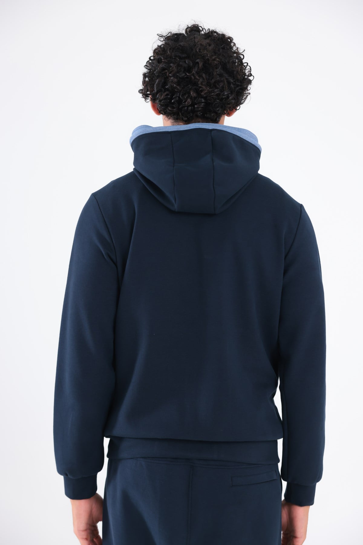 Modal Kumaş Kapüşonlu Fermuarlı Kontrast Detaylı Erkek Sweatshirt
