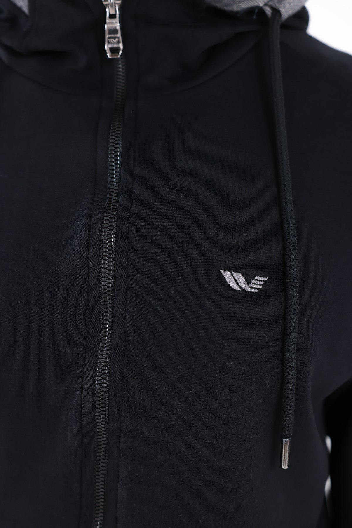 Modal Kumaş Kapüşonlu Fermuarlı Kontrast Detaylı Erkek Sweatshirt