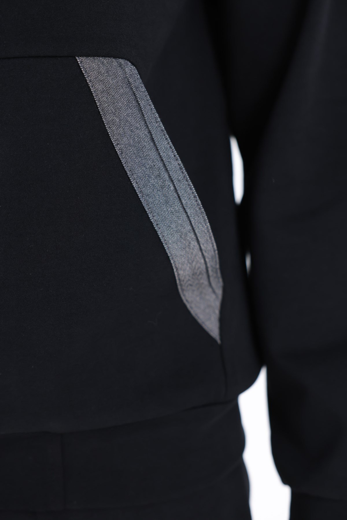 Modal Kumaş Kapüşonlu Fermuarlı Kontrast Detaylı Erkek Sweatshirt