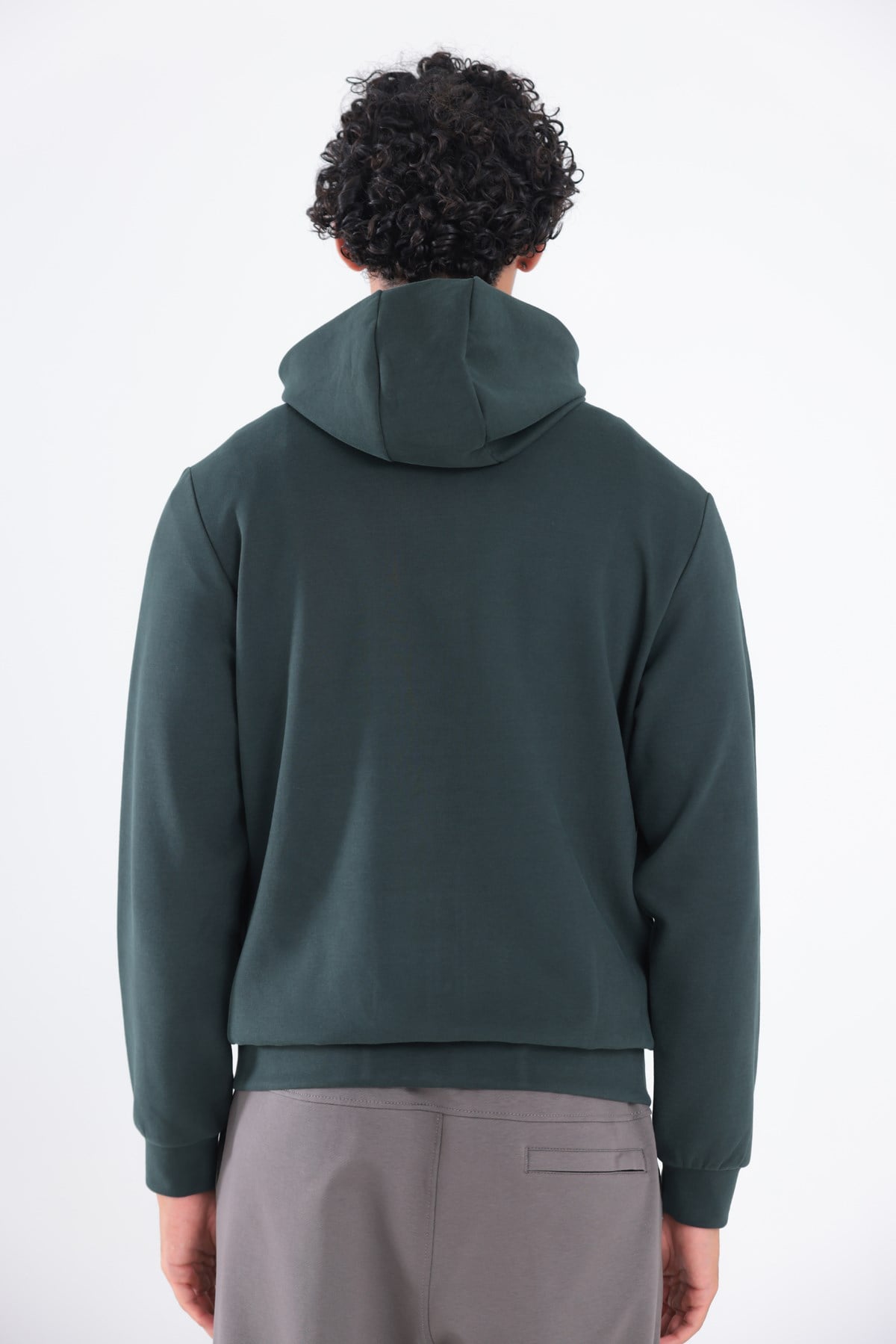 Modal Kumaş Kapüşonlu Fermuarlı Kontrast Detaylı Erkek Sweatshirt