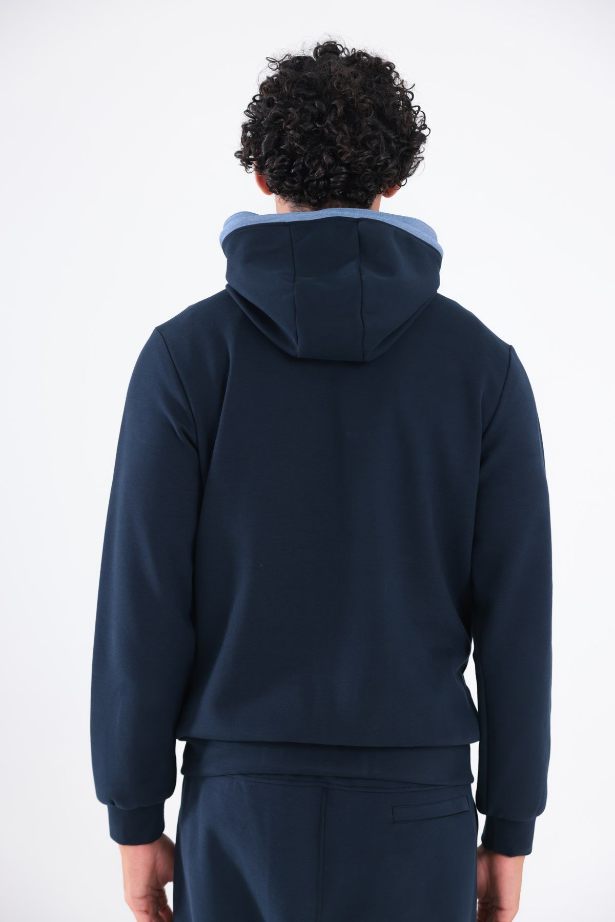 Modal Kumaş Kapüşonlu Fermuarlı Kontrast Detaylı Erkek Sweatshirt