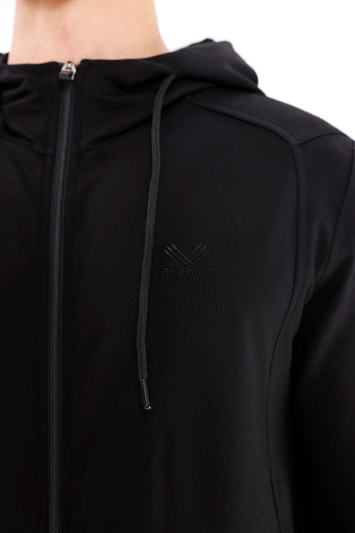 Omuz Panel Detaylı Fermuarlı Kapüşonlu Erkek Sweatshirt