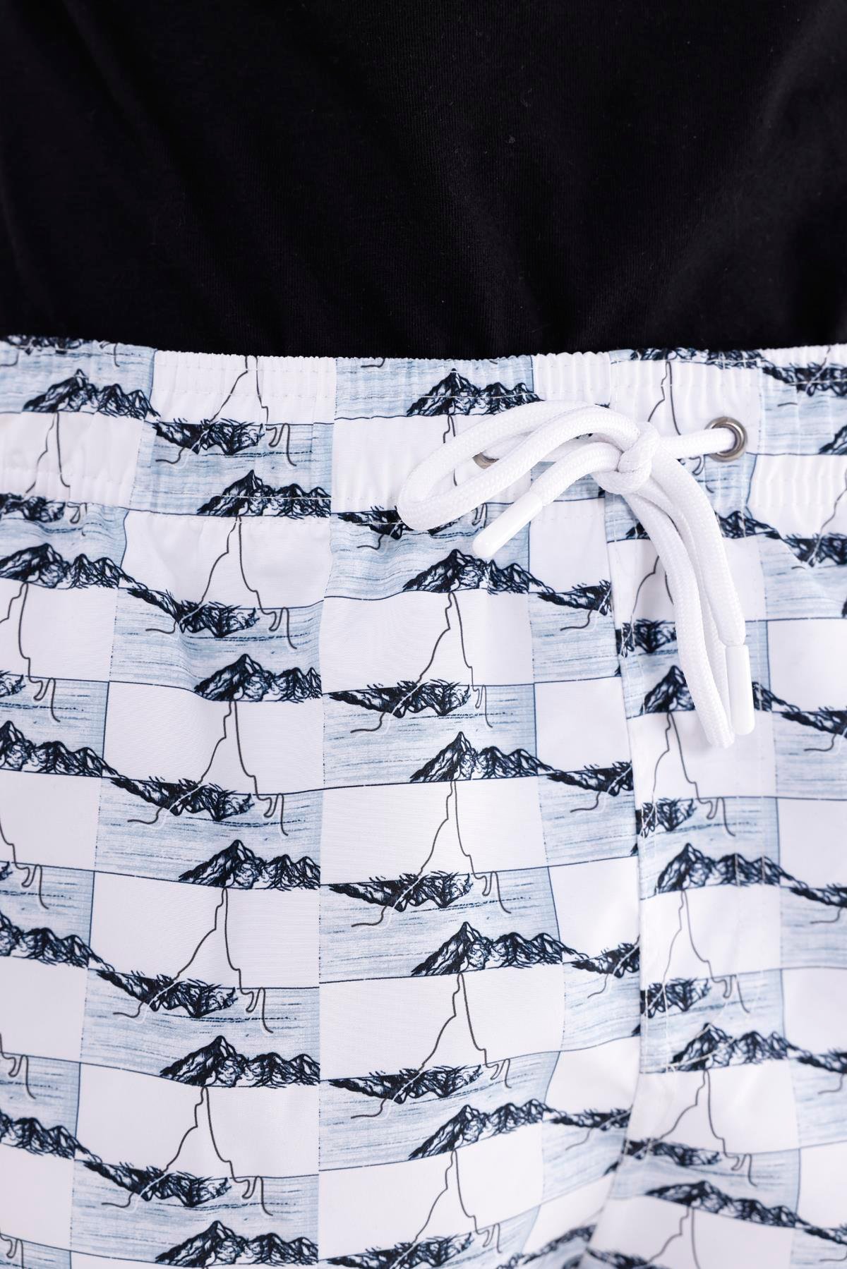 Palermo Dijital Baskı Hızlı Kuruyan Rahat Kalıp Ayarlanabilir Bel Cepli Deniz Şortu