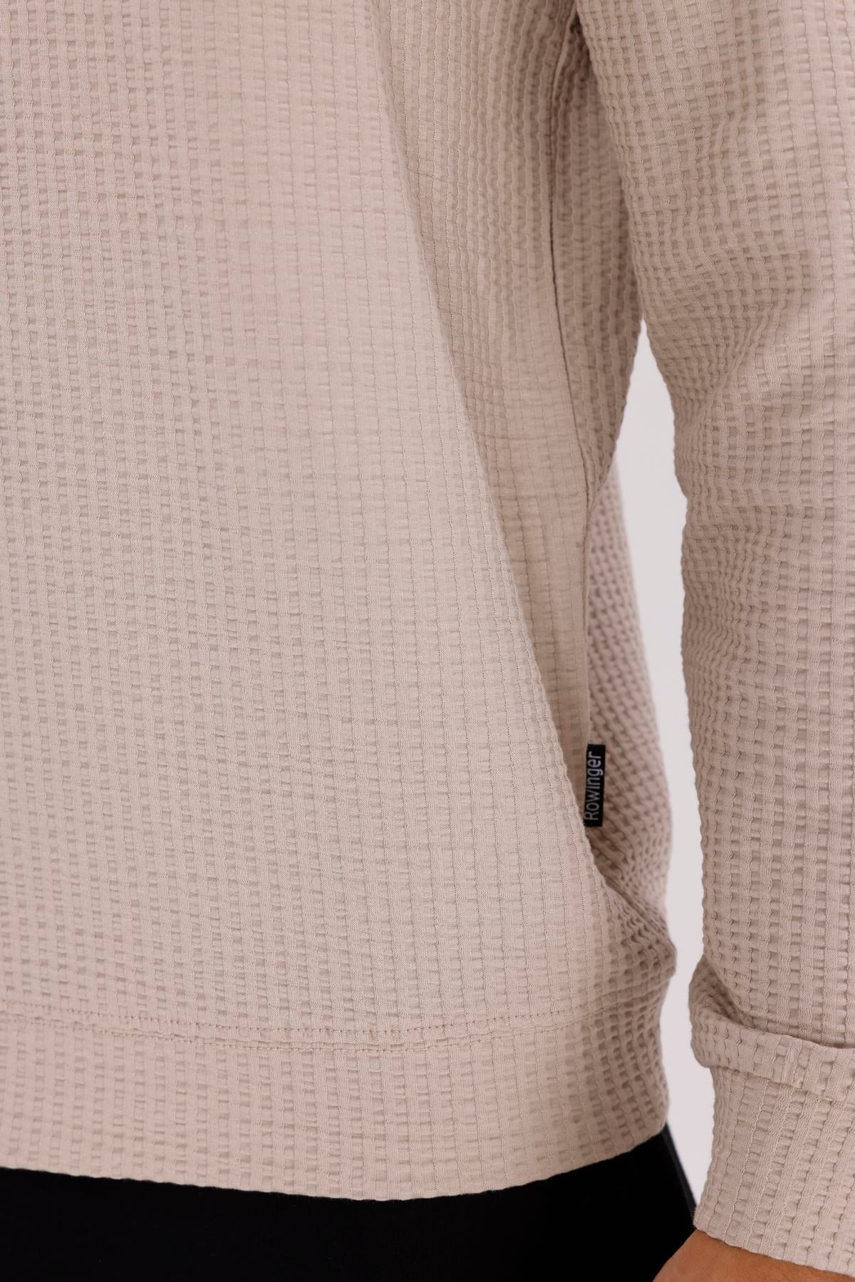 Petek Yüzeyli Bisiklet Yaka Rahat Kalıp Lastik Manşetli Mevsimlik Sweatshirt