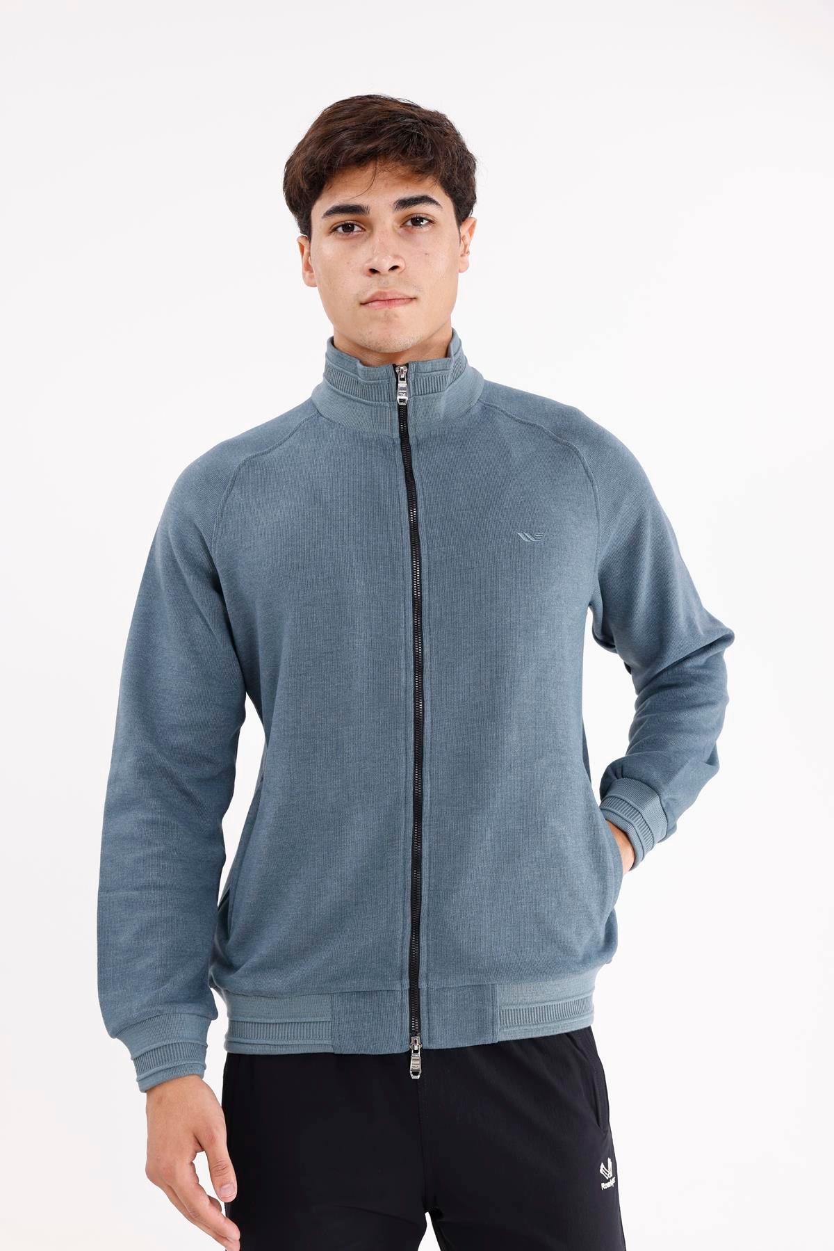 Polo Yaka Rahat Kalıp Selanik Yapıda Mevsimlik Spor Görünümlü Sweatshirt