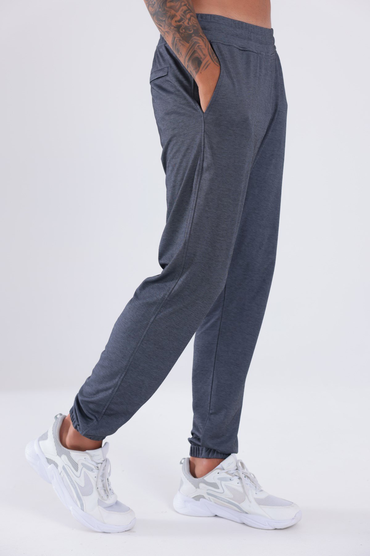 Premium Merserize Kumaş Logolu Lastikli Paça Jogger Erkek Eşofman Altı