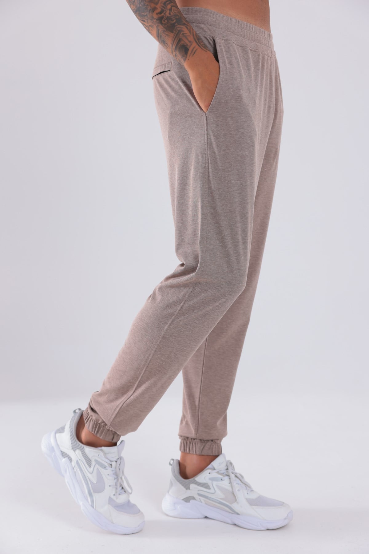 Premium Merserize Kumaş Logolu Lastikli Paça Jogger Erkek Eşofman Altı