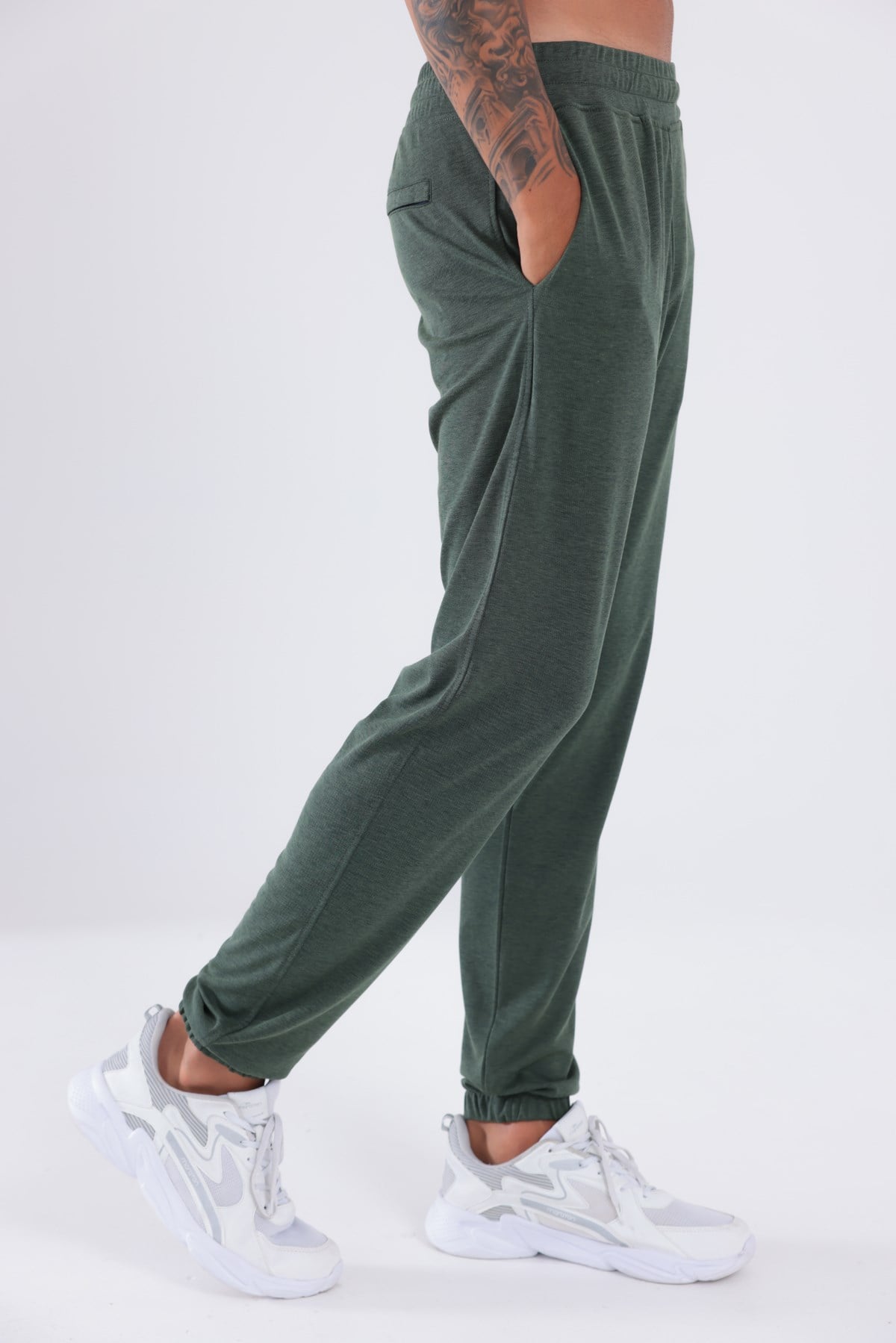 Premium Merserize Kumaş Logolu Lastikli Paça Jogger Erkek Eşofman Altı