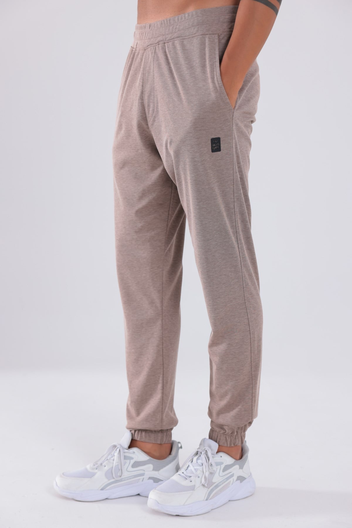 Premium Merserize Kumaş Logolu Lastikli Paça Jogger Erkek Eşofman Altı