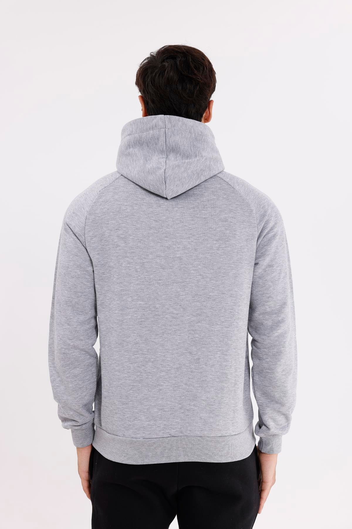 Raglan Kol Tam Fermuarlı Kordonlu Kapüşon Kanguru Cepli Süper Koton Rahat Kalıp Kapüşonlu Sweatshirt