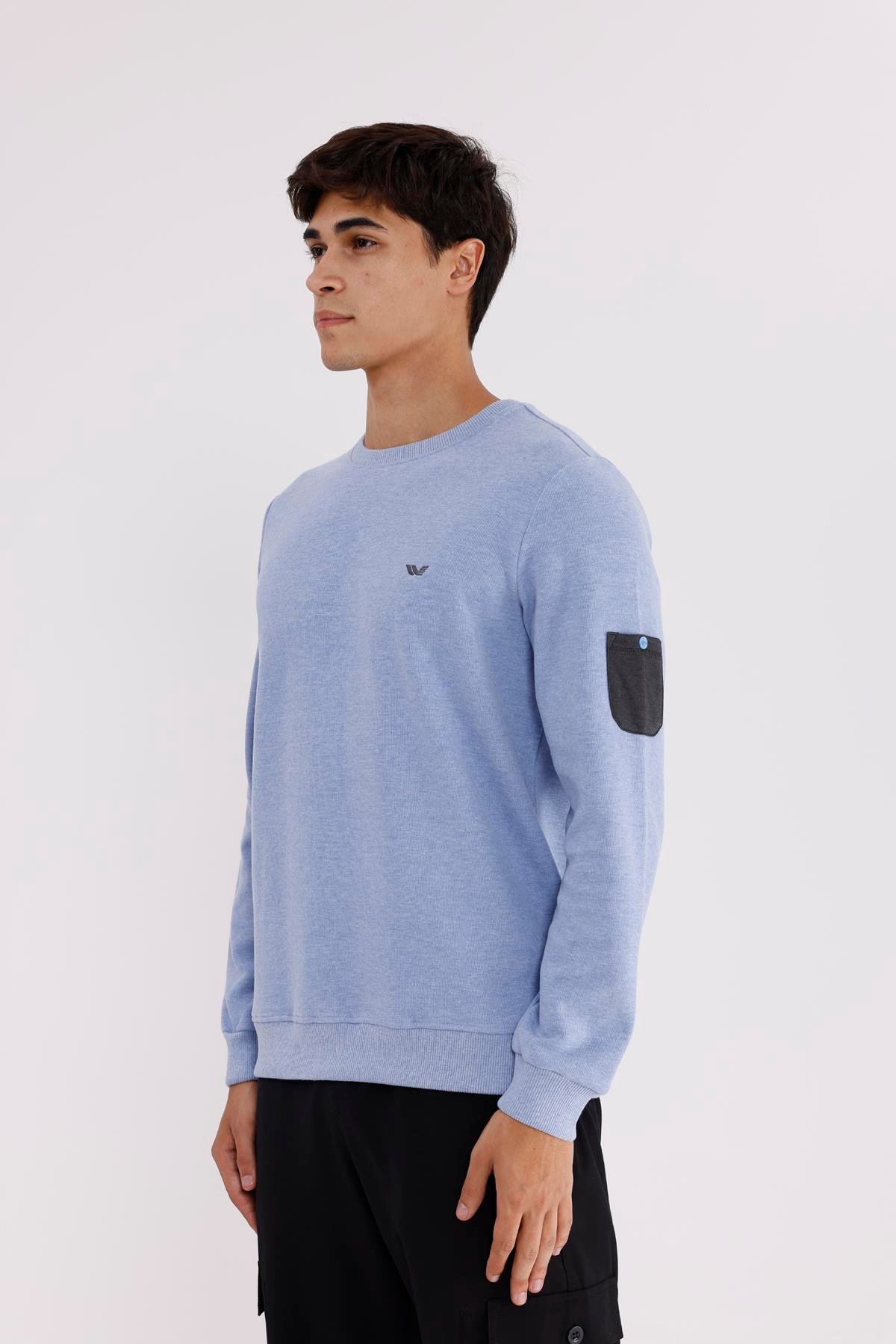 Selanik Dokulu Yumuşak Tutuşlu Rahat Kalıp Sade Tasarım Uzun Kollu Sweatshirt